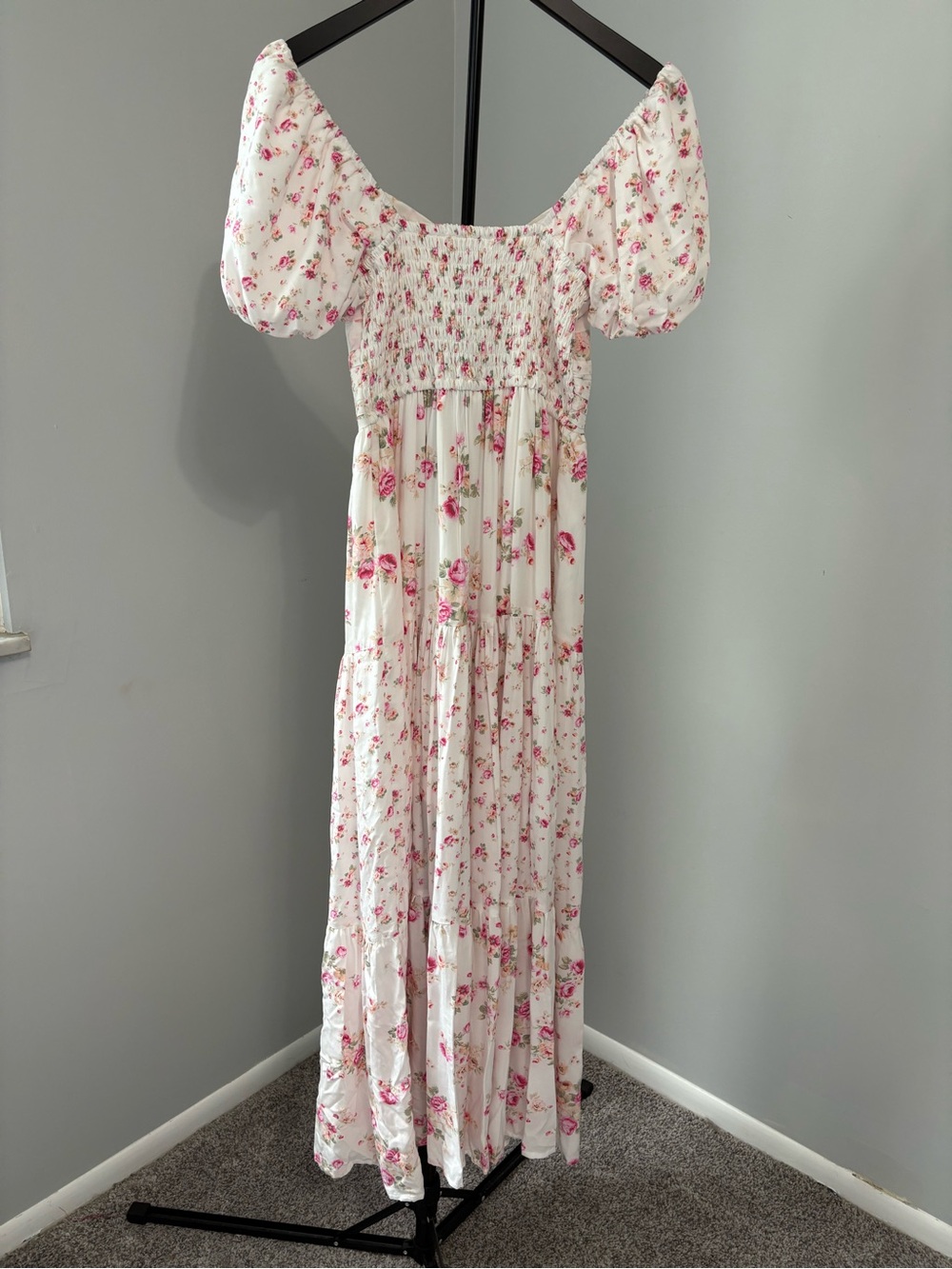 Altar'd State White Pink Floral Solana Maxi Dress Size S NWT ASWD-253-843 - Picture 4 of 10